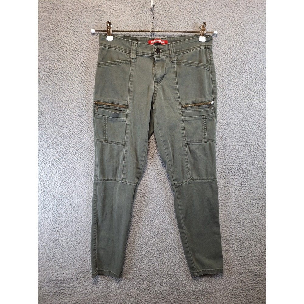 Unionbay Blaire Skinny Moto Pants Womens 1 (Fits 28x26) Green Stretch High Waist